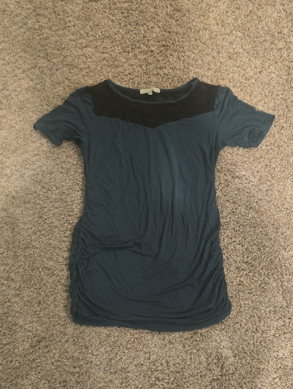 Maternity Kimi and Kai Dark Teal Short Sleeve Top with Black Yoke